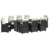 vidaXL Set dining pentru exterior 9 buc. Negru și Alb crem poliratan