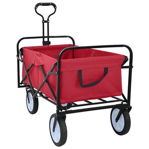 vidaXL Carucior de cumpărături pliabil cu fr&acirc;ne Roșu 94 x 53 x 99 cm
