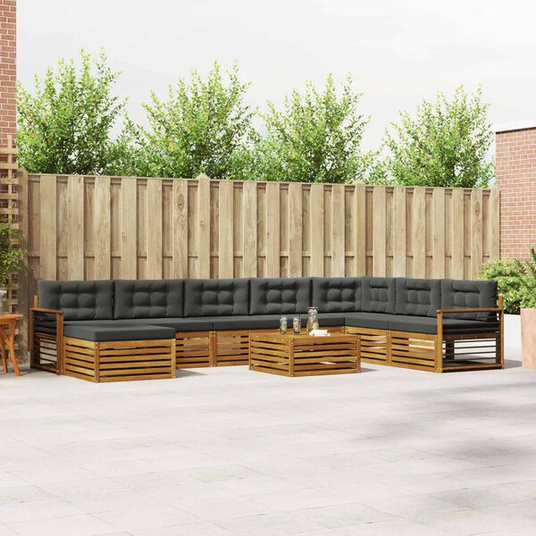 vidaXL Seturi de canapele cu pernă 9 pcs Natural și Antracit