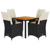 vidaXL Set mobilier de grădină cu perne, 5 piese, negru, poliratan