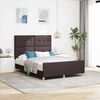 vidaXL Cadru de pat cu headboard Maro &icirc;nchis 140 x 190 cm țesătură