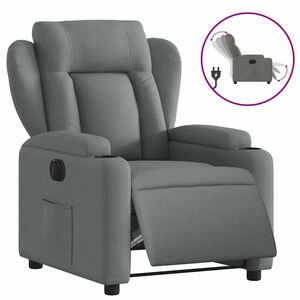 vidaXL Fotoliu rabatabil electric, gri &icirc;nchis, material textil
