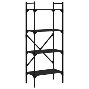 vidaXL Bibliotecă cu 4 niveluri, negru, 56x31,5x138,5 cm lemn compozit