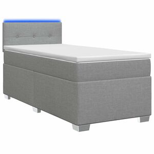 vidaXL Pat box spring cu saltea și LED Gri deschis Unic Țesătură