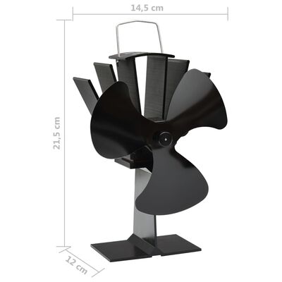 vidaXL Ventilator de sobă cu alimentare termică, 3 palete, negru