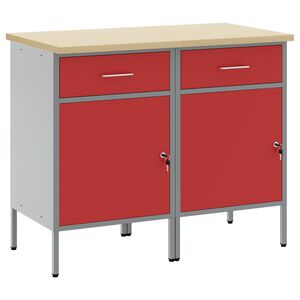 vidaXL Dulap de lucru cu sertar 2 buc. Roșu și gri 100 x 55 x 85 cm