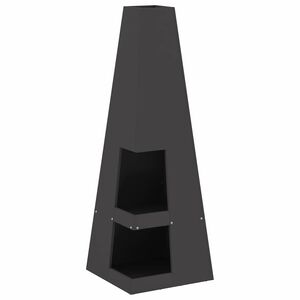 vidaXL Bol de foc Negru 35 x 35 x 100 cm Oțel rezistent de intemperii