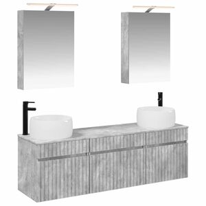 vidaXL Set dulap baie 5 buc. Gri Beton Lemn prelucrat