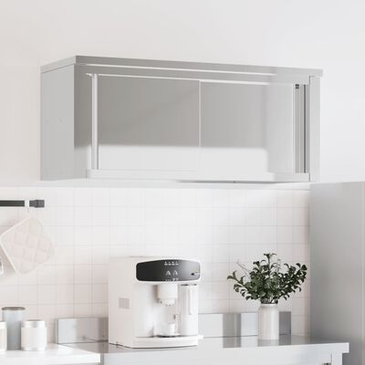 vidaXL Dulap bucătărie de perete cu uși glisante, oțel inoxidabil