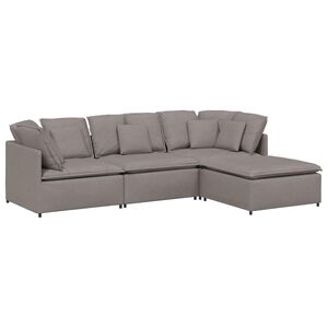 vidaXL Canapea modulară cu taburet și perne, textil, gri taupe