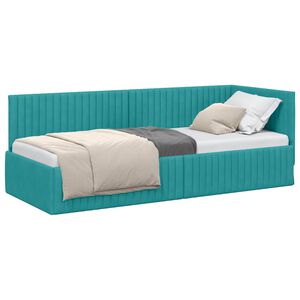 vidaXL Cadru de pat colțar cu headboard Turcoaz 80 cm x 200 cm Catifea