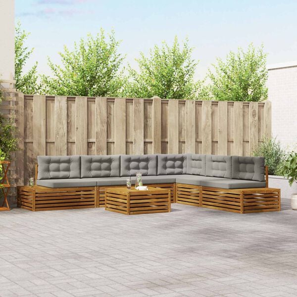 vidaXL Set de canapele de exterior 7 Bucată Gri natural și deschis