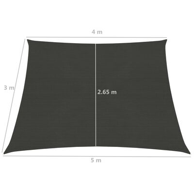 vidaXL Pânză parasolar, antracit, 4/5x3 m, HDPE, 160 g/m²