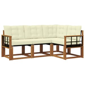 vidaXL Set de canapele de exterior cu pernă 4 pcs Natural și Crem