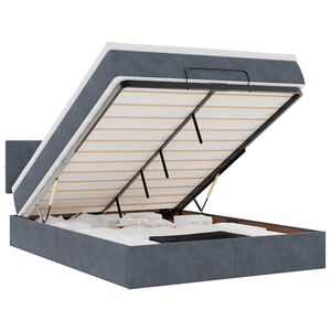vidaXL Cadru de pat otoman cu saltea Gri &icirc;nchis 140x200cm catifea