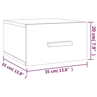 vidaXL Noptiere de perete, 2 buc., alb extralucios, 35x35x20 cm