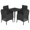 vidaXL Set mobilier de grădină cu perne, 5 piese, negru, poliratan