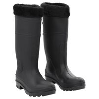 vidaXL Cizme de ploaie cu șosete detașabile, negru, mărime 40, PVC