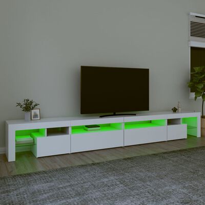 vidaXL Comodă TV cu lumini LED, alb, 290x36,5x40 cm