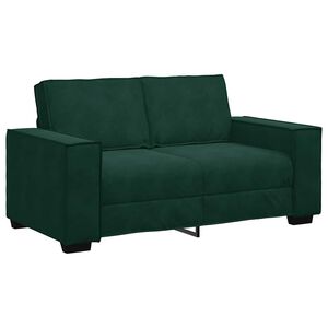 vidaXL Canapea cu 2 locuri, verde &icirc;nchis, 160x78x84 cm, catifea