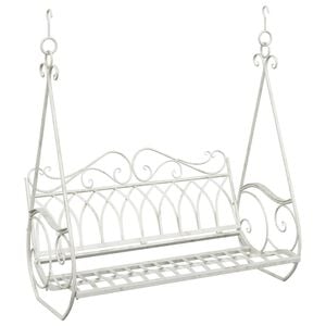 vidaXL Bancă swinging Oțel 112 x 60 x 126,5 cm Alb Antic