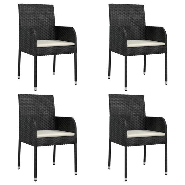 vidaXL Set mobilier de grădină cu perne, 5 piese, negru, poliratan