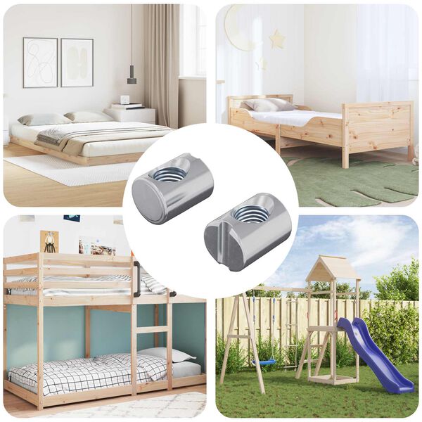 vidaXL Piulițe cilindrice 2 pcs Argintiu M6 x 13 mm Metal