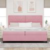 vidaXL Pat cu arcuri cu saltea cu headboard Roz 200 x 200 cm țesătură