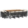 vidaXL Set mobilier de grădină cu perne, 13 piese, negru, poliratan