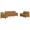vidaXL Set de canapele cu perne, 3 piese, maro, catifea