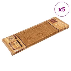 vidaXL Covorașe scări autoadezive ,5 buc., bej ,65x21x4 cm
