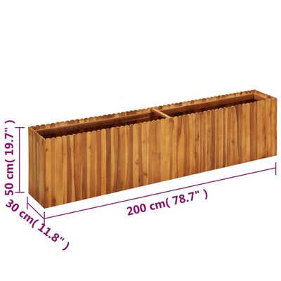 vidaXL Strat înălțat de grădină, 200x30x50 cm, lemn masiv de acacia