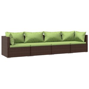 vidaXL Set mobilier de grădină cu perne, 4 piese, maro, poliratan