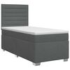 vidaXL Pat boxspring cu saltea cu headboard Gri &icirc;nchis Unic Țesătură