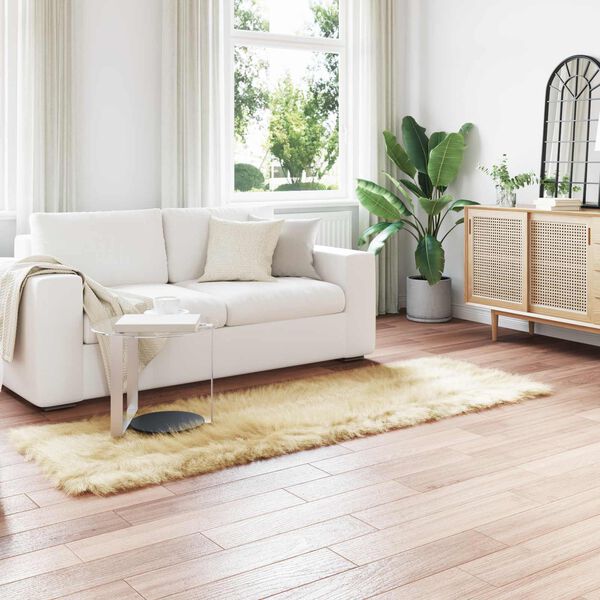 vidaXL Covor din L&acirc;nă Faux Tafalla Crem 80 x 250 cm Poliester