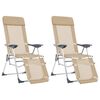 vidaXL Scaune camping pliante cu suport picioare 2 buc. crem textilenă