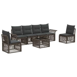 vidaXL Set de canapele pentru grădină 7 pcs Gri poliratan