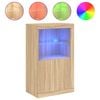 vidaXL Dulap lateral cu lumini LED, stejar sonoma, lemn prelucrat