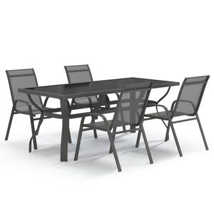 vidaXL Set de servit masa pentru grădină, 5 piese, gri și negru