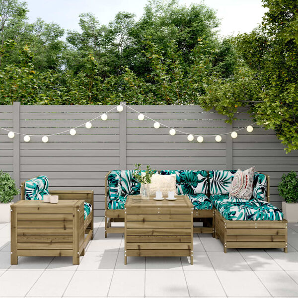 vidaXL Set canapea de grădină, 7 piese, lemn de pin tratat
