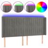 vidaXL Tăblie de pat cu LED, gri deschis, 203x16x118/128 cm, catifea