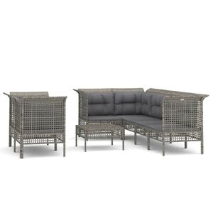 vidaXL Set mobilier de grădină cu perne, 8 piese, gri, poliratan