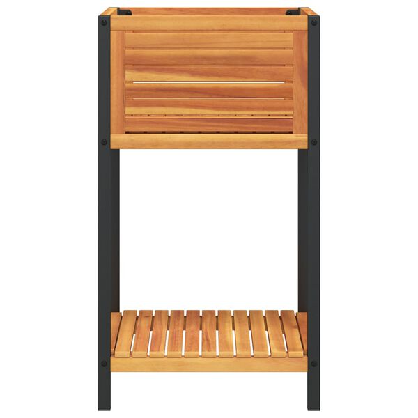 vidaXL Jardinieră de grădină cu raft 45x45x80cm lemn masiv acacia/oțel