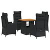 vidaXL Set mobilier de grădină cu perne, 5 piese, negru, poliratan