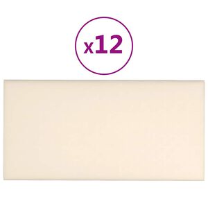 vidaXL Panouri de perete, 12 buc., crem, 30x15 cm, catifea, 0,54 m²