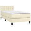 vidaXL Pat box spring cu saltea, crem, 90x200 cm, piele ecologică