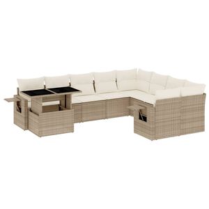 vidaXL Set canapele de grădină cu perne, 10 piese, bej, poliratan