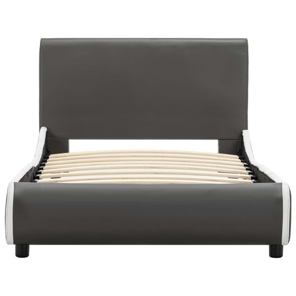 vidaXL Cadru de pat, gri antracit, 100 x 200 cm, piele ecologică