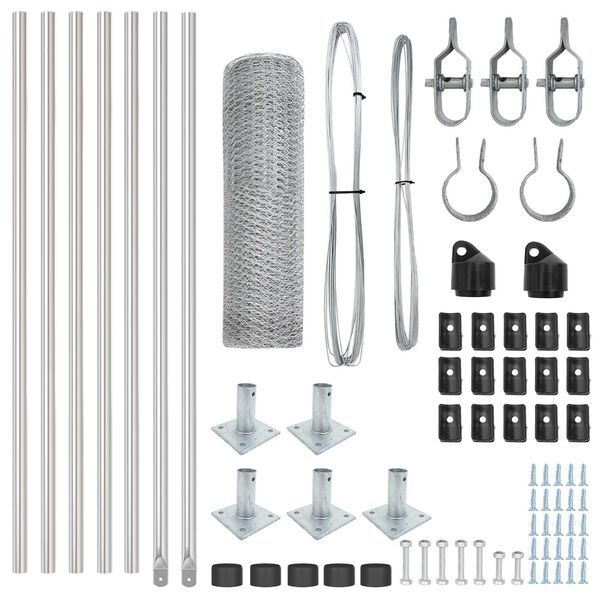 vidaXL St&acirc;lp de gard. Argintiu 10 x 0,6 m (plasă de 13 mm) Oțel
