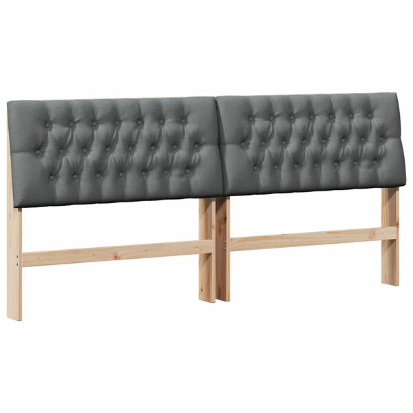 vidaXL Tăblie tapițată Gri &icirc;nchis 200 cm Lemn de pin masiv